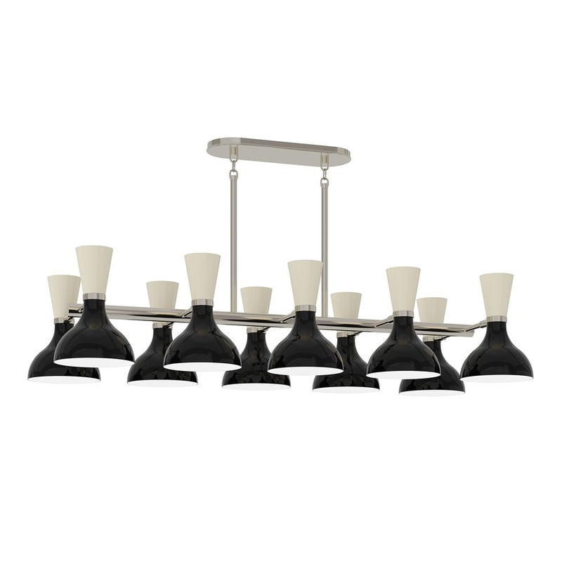 Robert Abbey Clare 10 Lt Chandelier, Silver/Blk/Beige/Obsidian - OS21BN