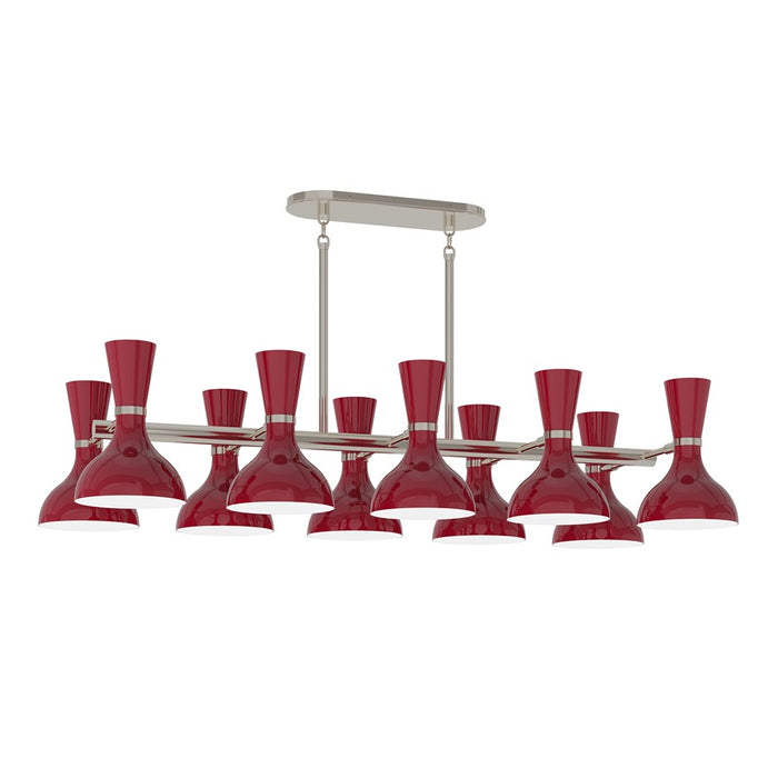 Robert Abbey Clare 10 Lt Chandelier, Oxblood, Silver/Red - OX21OX