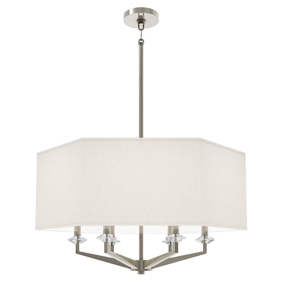 Robert Abbey Jacqueline 6 Lt Pendant, Polished Nickel/Oyster Linen - S1199