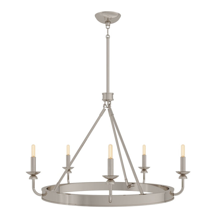 Robert Abbey William 5 Lt Chandelier, Polished Nickel/Wht, Silver - S271