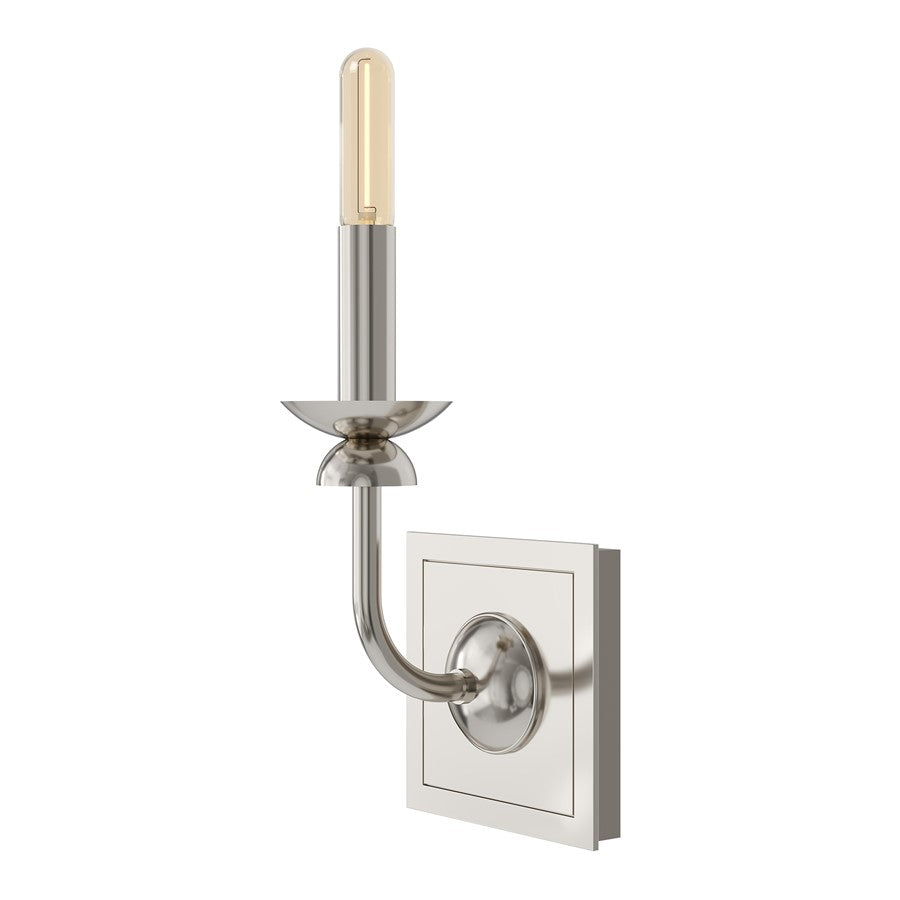 Robert Abbey William 1 Lt Wall Sconce, Polished Nickel/Wht, Silver - S273