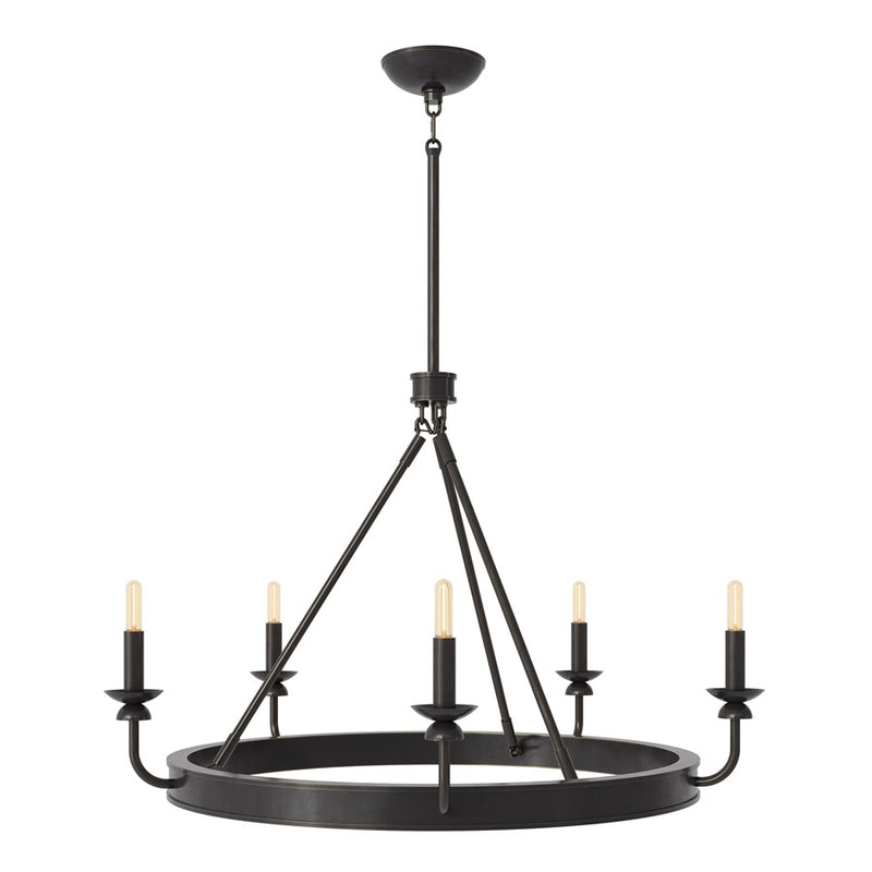 Robert Abbey William 5 Lt Chandelier, Deep Patina Brz/Wht, Brz - Z271