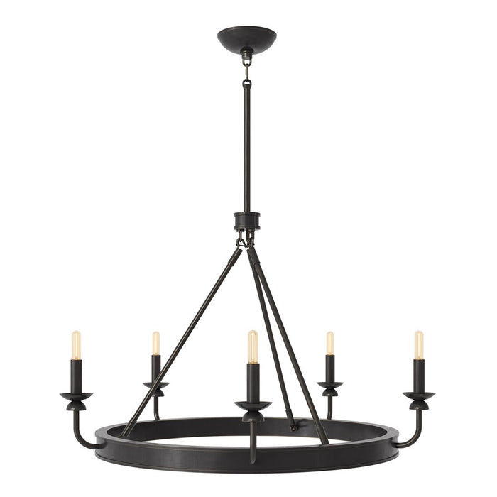 Robert Abbey William 5 Lt Chandelier, Deep Patina Brz/Wht, Brz - Z271