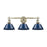 OPEN BOX ITEM: Golden Orwell 3-Lt Bath Vanity, Brass/Navy Shade