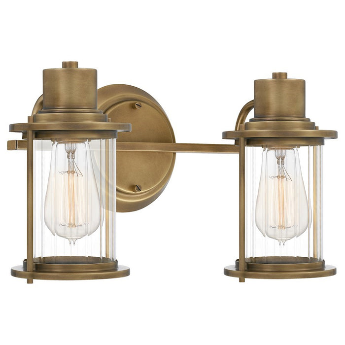 OPEN BOX ITEM: Quoizel Riggs 2 Light Bath Vanity, Weathered Brass