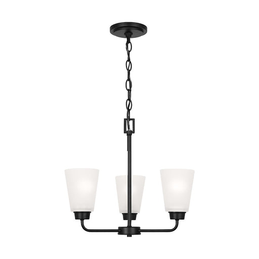 Generation Lighting Kerrville 3-Lt Chandelier, Black/Satin Etched - 3115203-112