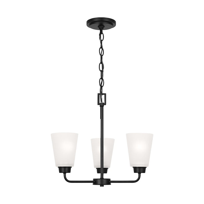 Generation Lighting Kerrville 3-Lt LED Chandelier, BK/Sat Etch - 3115203EN3-112
