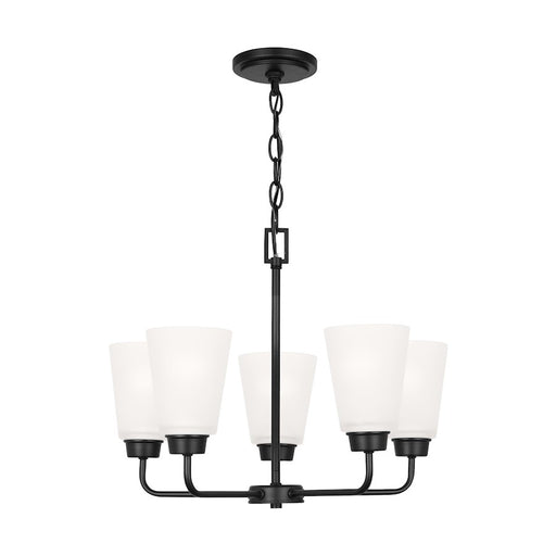 Generation Lighting Kerrville 5-Lt Chandelier, Black/Satin Etched - 3115205-112