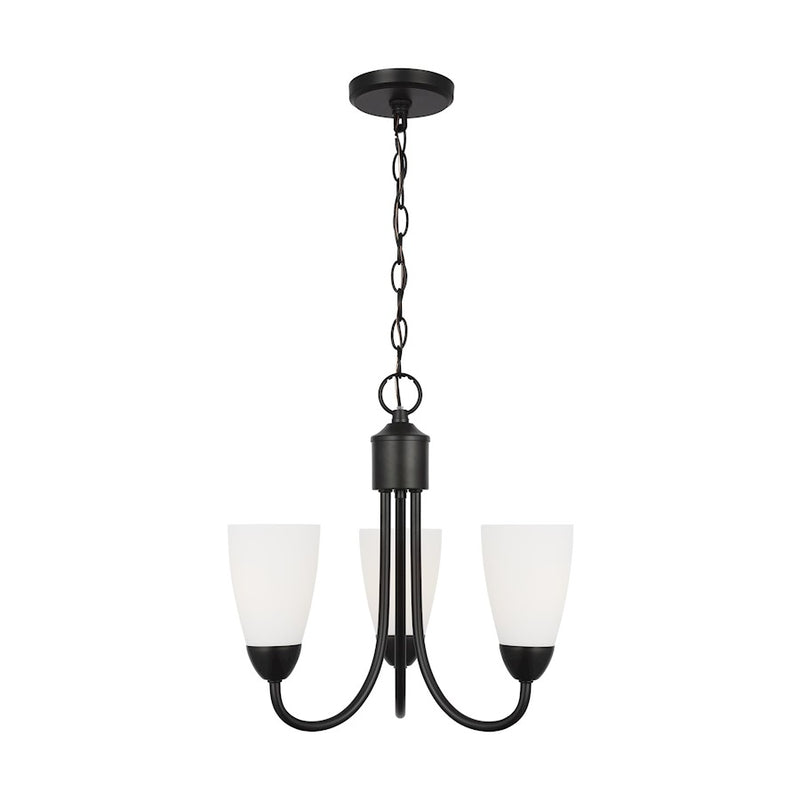 Generation Lighting Sean Lavin Seville 3-Lt Chandelier, BK/Etch/WH - 3120203-112