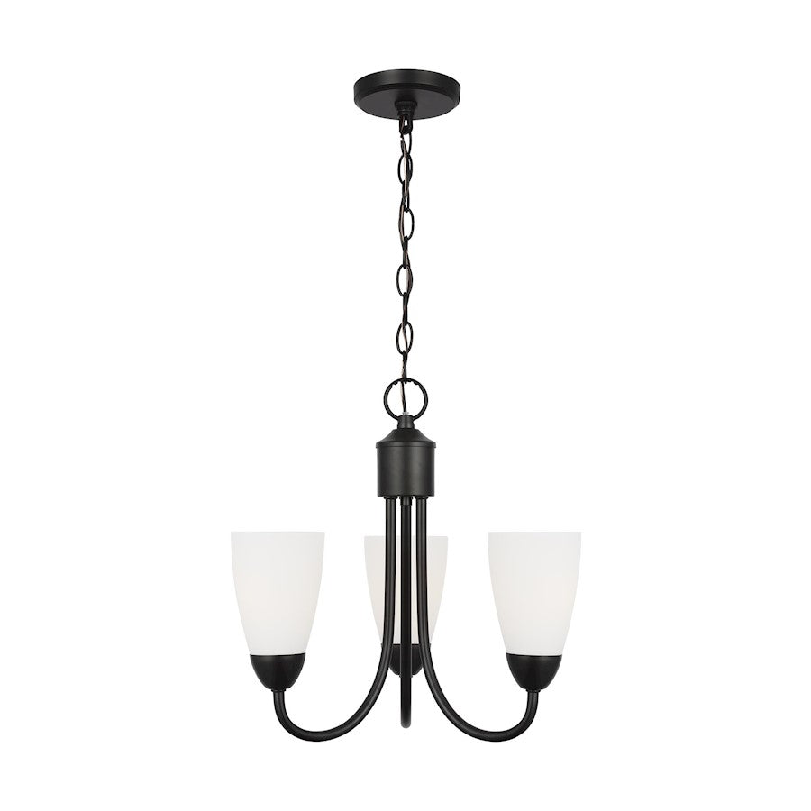 Generation Lighting Sean Lavin Seville 3-Lt Chandelier, BK/Etch/WH - 3120203-112