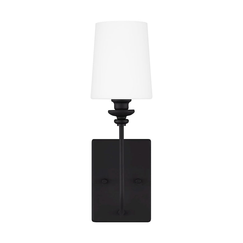 Generation Lighting Bellevue 1Lt Sconce, Black/Cased Opal Etched - 4001601-112
