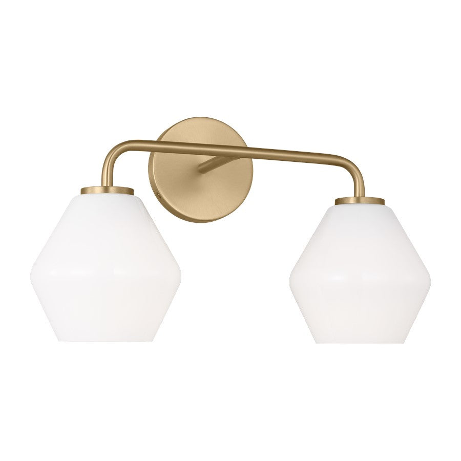 Generation Lighting Jett 2 Light Bath Vanity, Satin Brass/Milk - 4002482-848