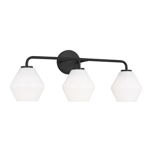 Generation Lighting Jett 3 Light Bath Vanity, Midnight Black/Milk - 4002483-112