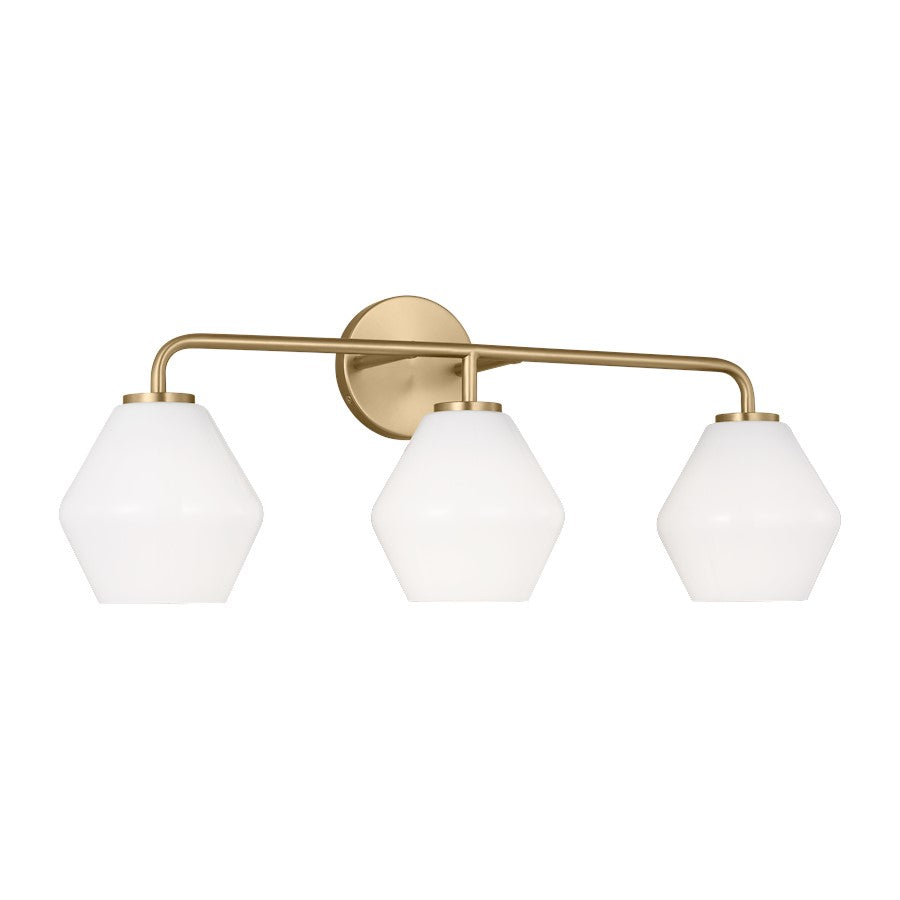 Generation Lighting Jett 3 Light Bath Vanity, Satin Brass/Milk - 4002483-848