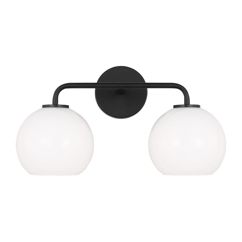 Generation Lighting Orley 2 Light Bath Vanity, Midnight Black/Milk - 4002582-112