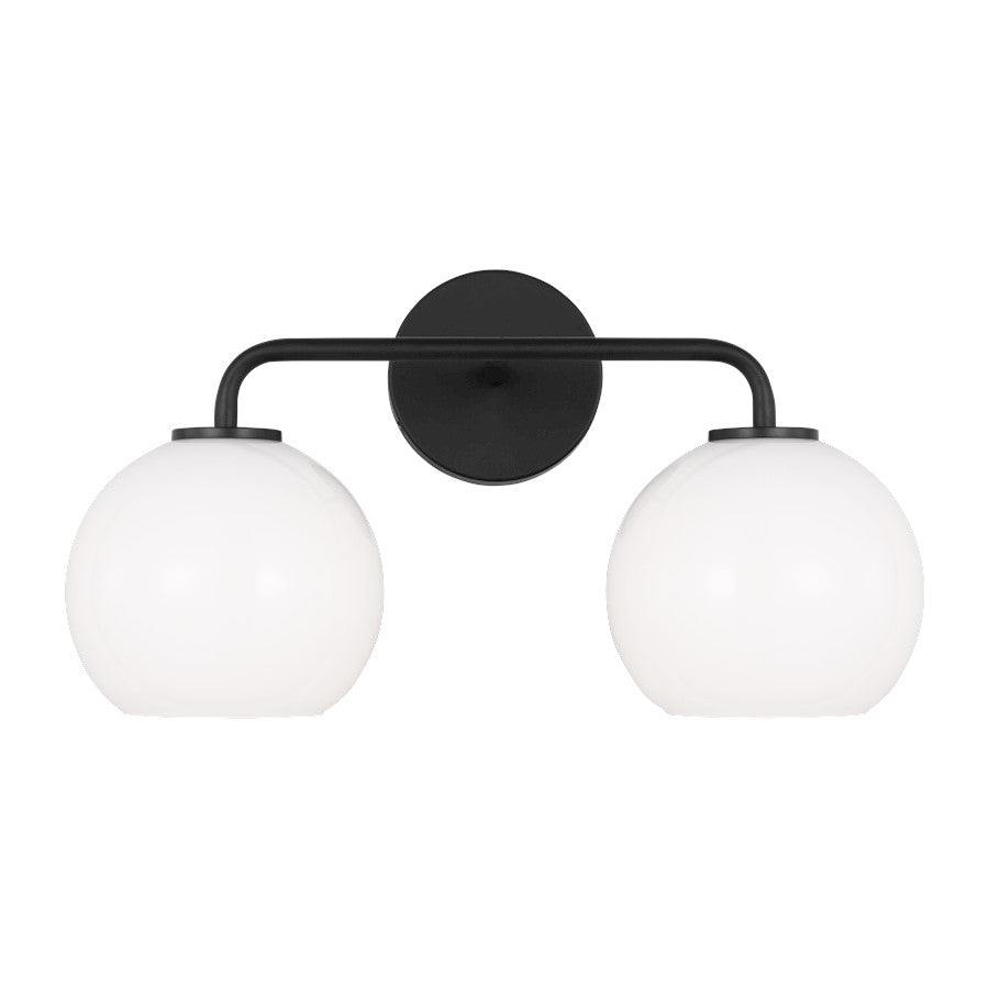 Generation Lighting Orley 2 Light Bath Vanity, Midnight Black/Milk - 4002582-112