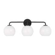 Generation Lighting Orley 3 Light Bath Vanity, Midnight Black/Milk - 4002583-112