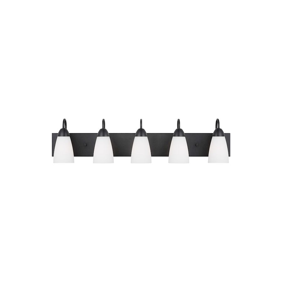 Generation Lighting Sean Lavin Seville 5-Lt Bath, Black/Etch/White - 4420205-112