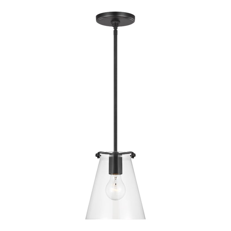 Generation Lighting Blaine 1 Light Pendant, Midnight Black/Clear - 6000801-112