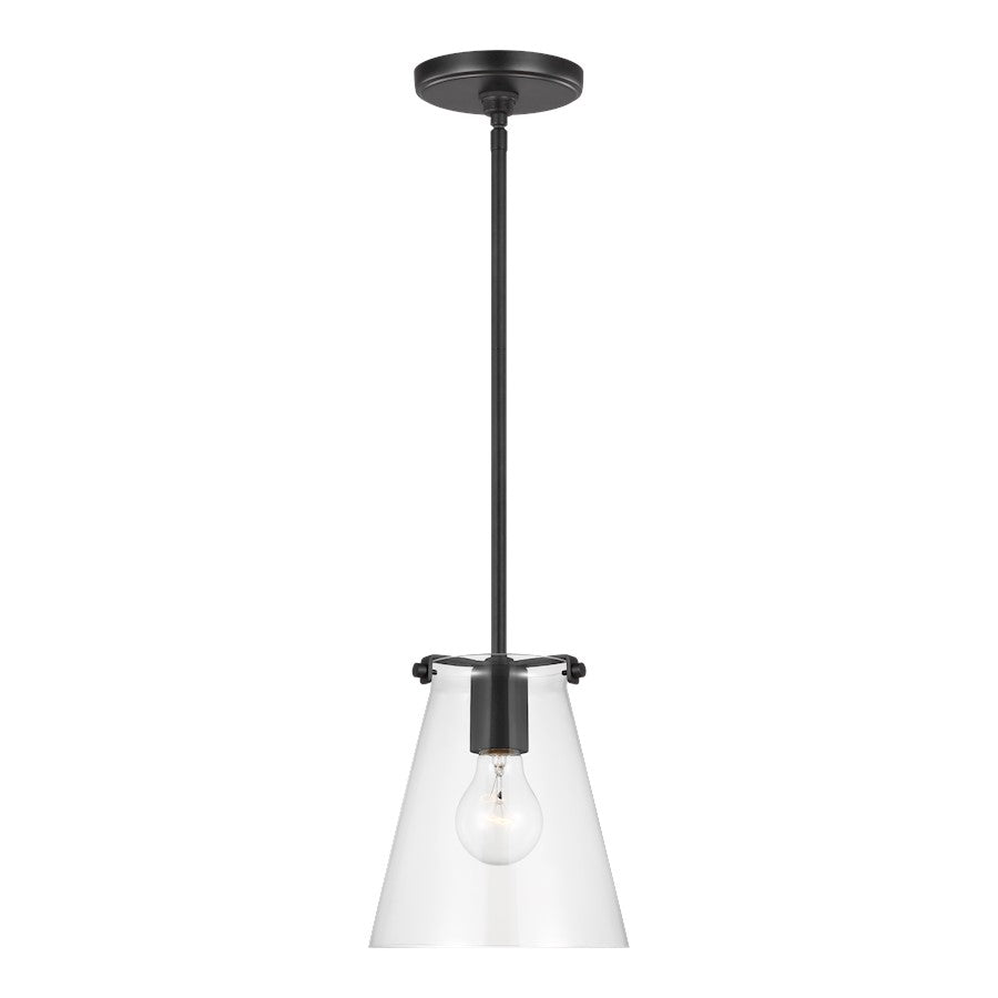 Generation Lighting Blaine 1 Light Pendant, Midnight Black/Clear - 6000801-112