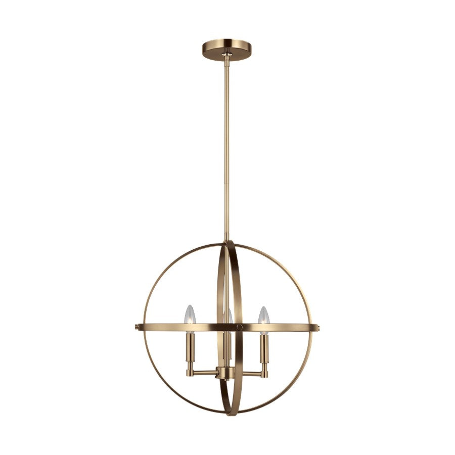 Generation Lighting Exmoore 3 Light Pendant, Satin Brass - 6000903-848