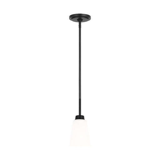 Generation Lighting Kerrville 1 Light Pendant, Black/Satin Etched - 6115201-112