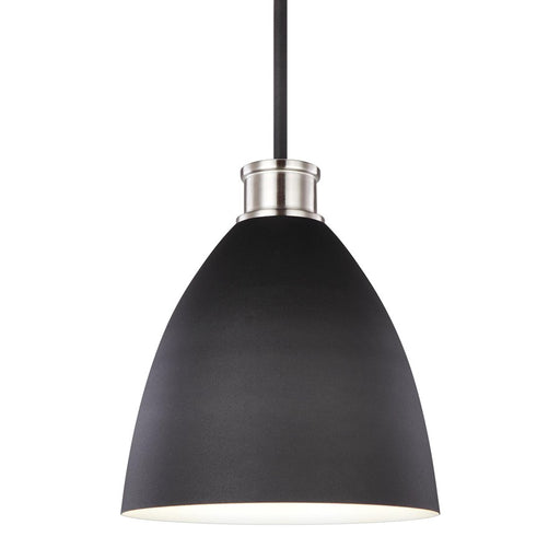 Generation Lighting Varus 1 Light Pendant, Brushed Nickel/Black - 6519901-962