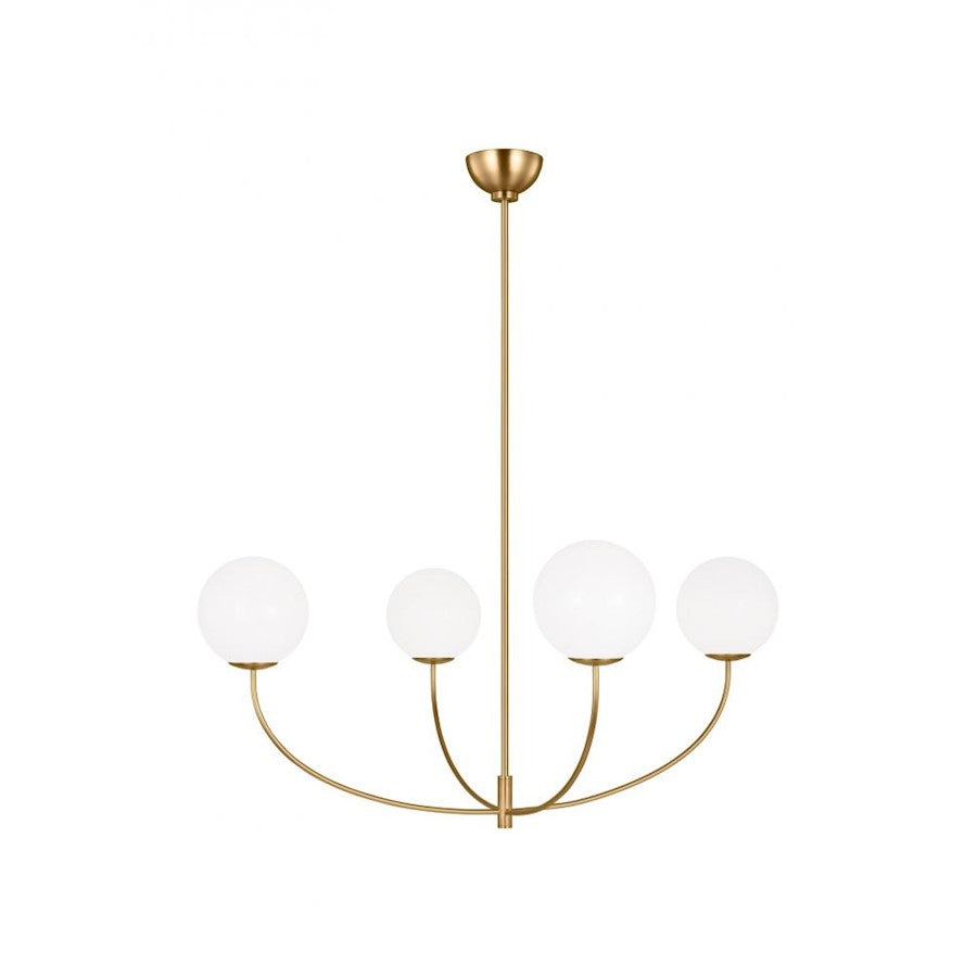 Visual Comfort Studio Aerin Galassia 4 Light Chandelier, Brass/Milk - AEC1124BBS