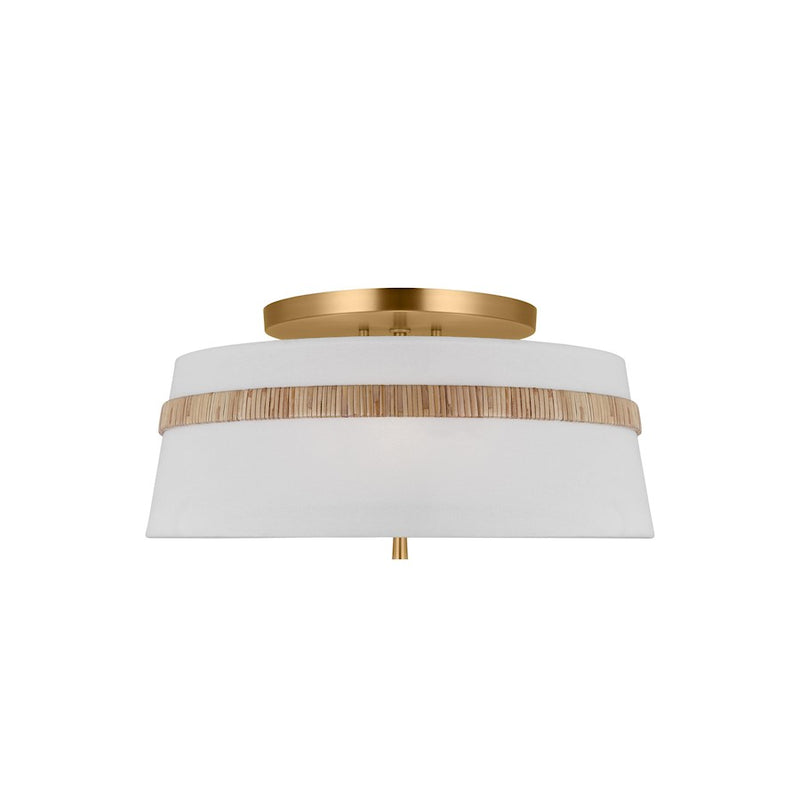 Visual Comfort Alexa Hampton Cordtlandt 3 Lt 19" Semi Flush, Rattan/White