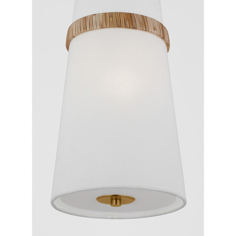 Visual Comfort Alexa Hampton Cordtlandt 1 Lt Pendant, Rattan/White Linen