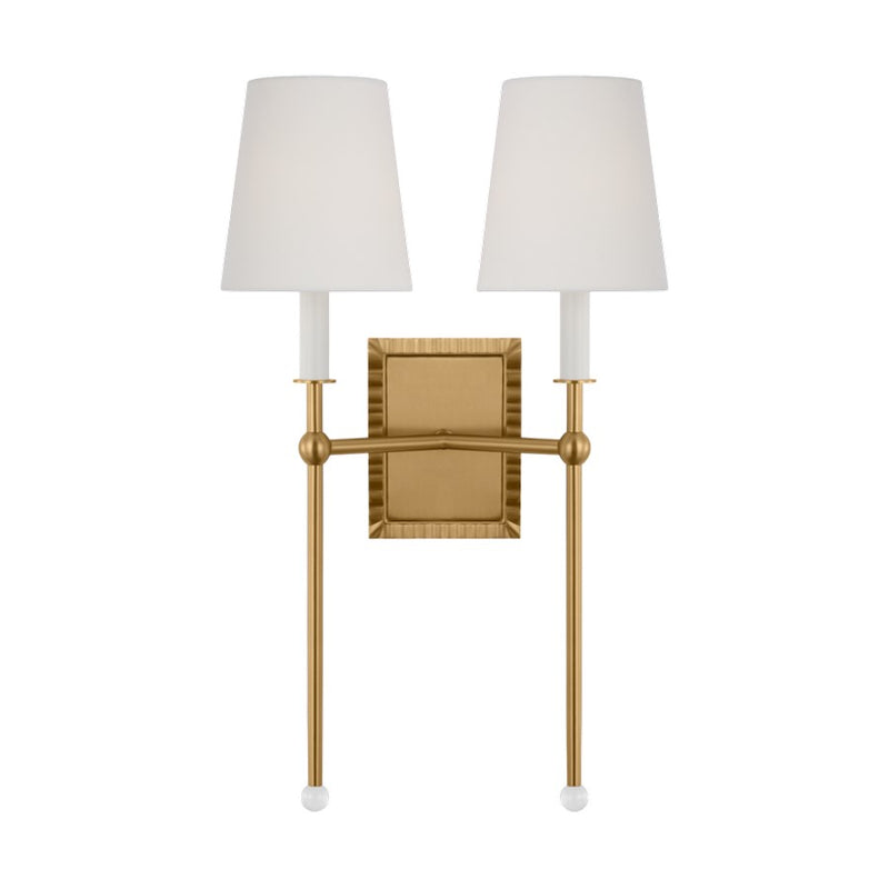 Visual Comfort Studio Alexa Hampton Baxley 2-Lt Sconce, BS/WH Linen - AW1202BBS