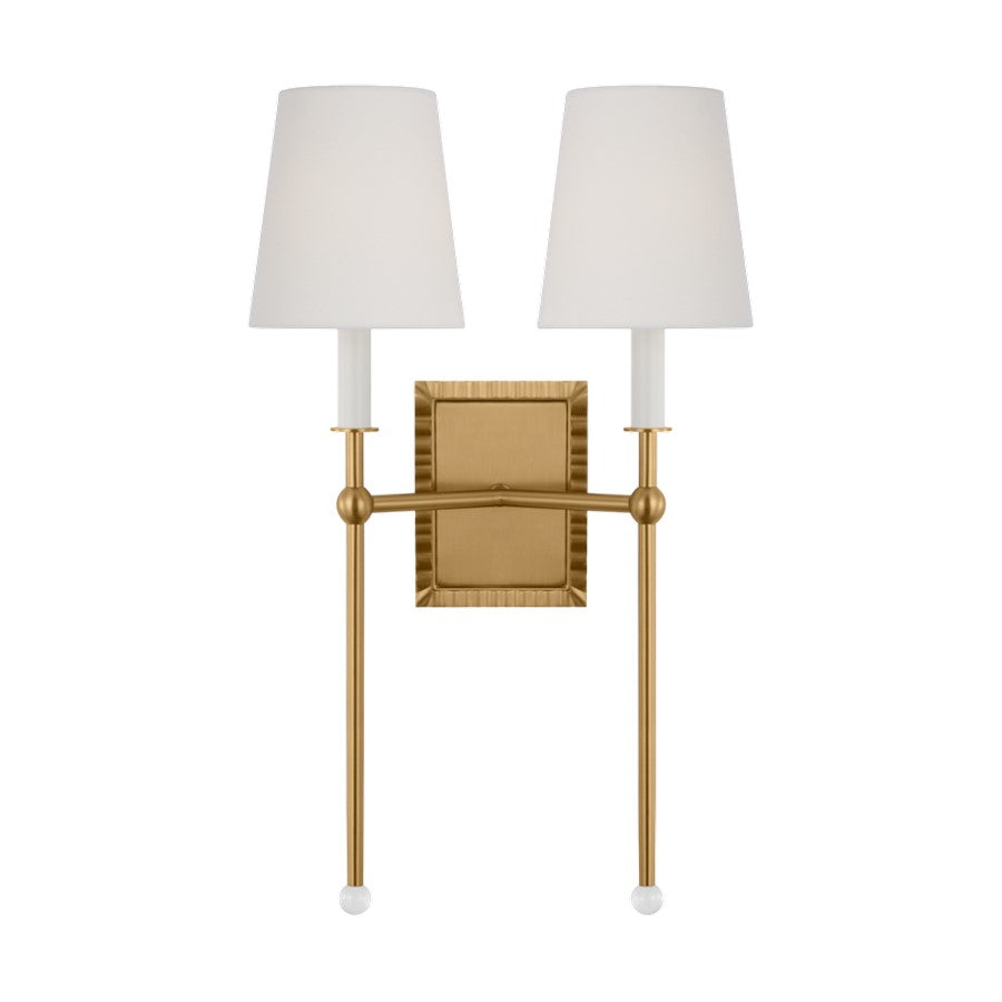 Visual Comfort Studio Alexa Hampton Baxley 2-Lt Sconce, BS/WH Linen - AW1202BBS