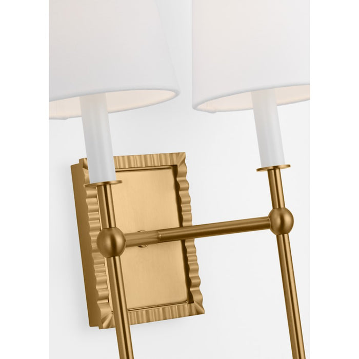 Visual Comfort Studio Alexa Hampton Baxley 2-Lt Sconce, Brass/White Linen