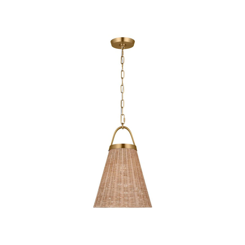 Visual Comfort Chapman & Myers Whitby 1 Lt 12" Pendant, BS/Rattan/ST - CP1421BBS