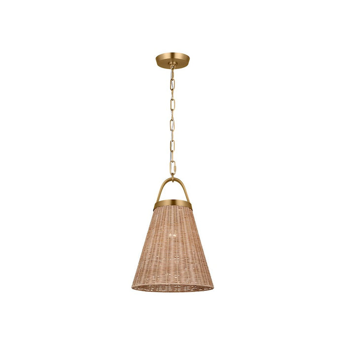 Visual Comfort Chapman & Myers Whitby 1 Lt 12" Pendant, Brass/Rattan/Steel