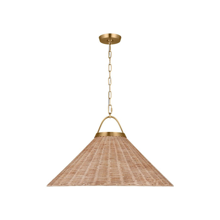 Visual Comfort Chapman & Myers Whitby 1 Lt 22" Pendant, Brass/Rattan/Steel