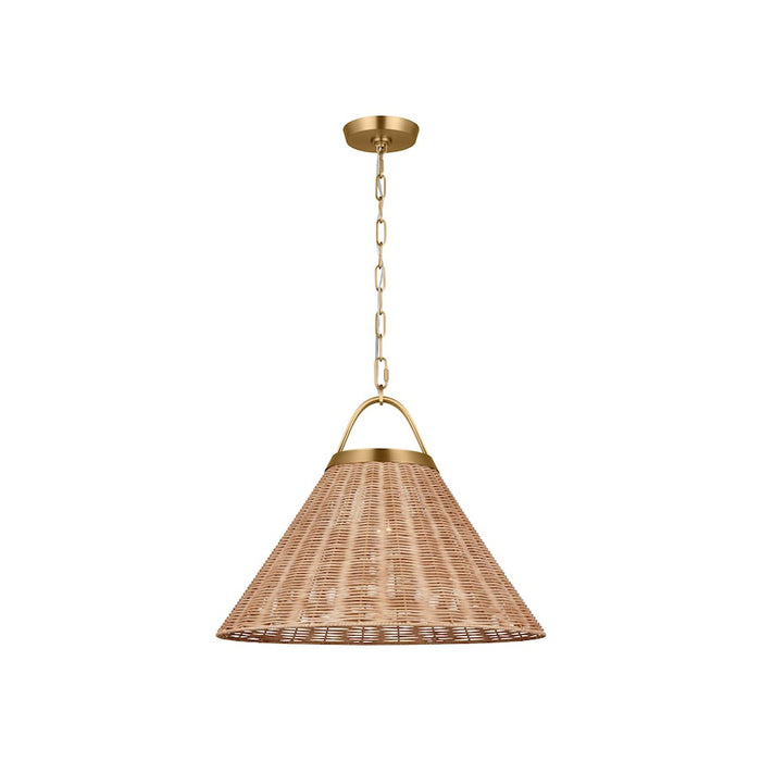 Visual Comfort Chapman & Myers Whitby 1 Lt 30" Pendant, Brass/Rattan/Steel