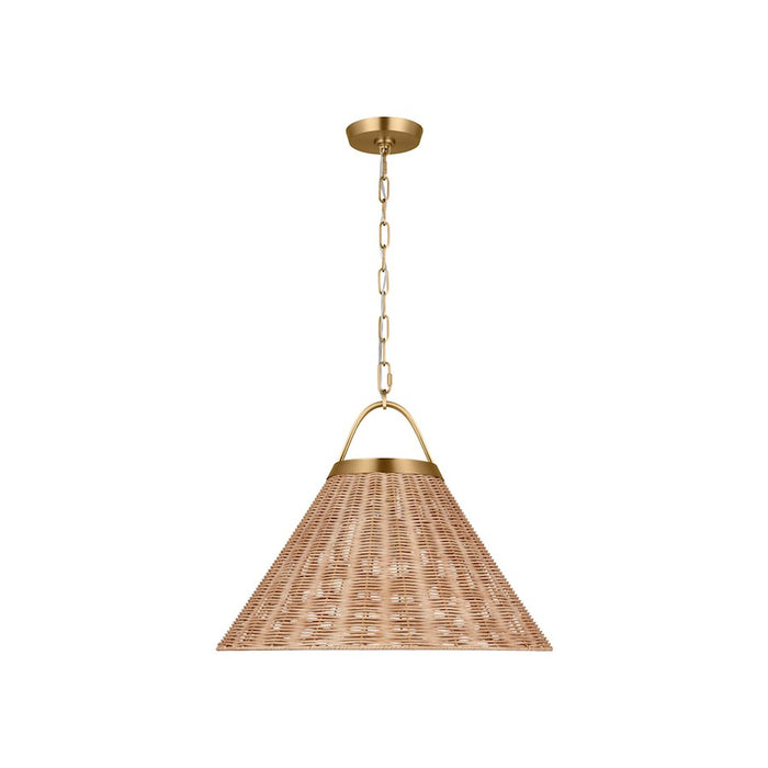 Visual Comfort Chapman & Myers Whitby 1 Lt 30" Pendant, Brass/Rattan/Steel