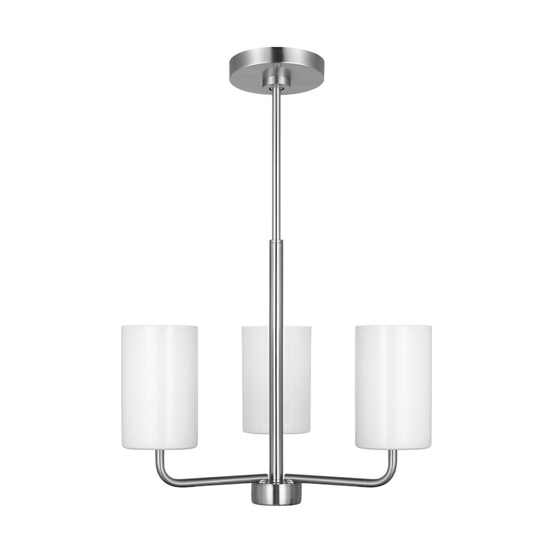 Generation Lighting Rhett 3-Lt Chandelier, Steel/Painted White - GLC1003BS