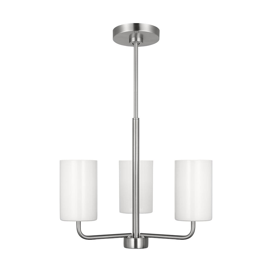 Generation Lighting Rhett 3-Lt Chandelier, Steel/Painted White - GLC1003BS