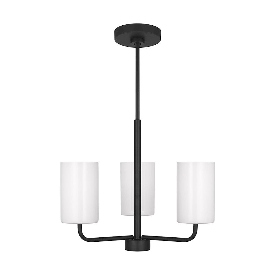 Generation Lighting Rhett 3-Lt Chandelier, Black/Painted White - GLC1003MBK