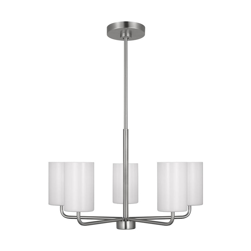 Generation Lighting Rhett 5-Lt LED Chandelier, Steel/White - GLC1015EN3-BS