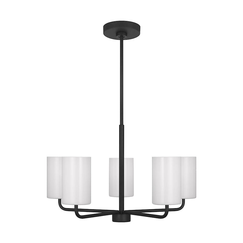 Generation Lighting Rhett 5-Lt LED Chandelier, Black/White - GLC1015EN3-MBK