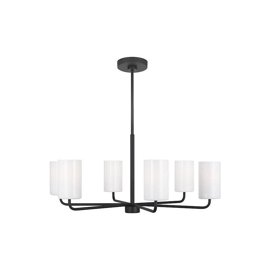 Generation Lighting Rhett 6-Lt Chandelier, Black/Painted White - GLC1026MBK