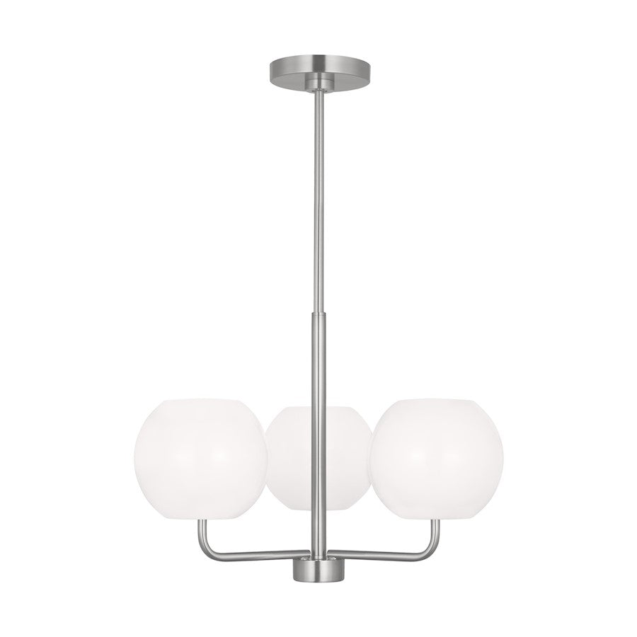 Generation Lighting Rory 3 Light Chandelier In Brushed Steel/Opal - GLC1043BS