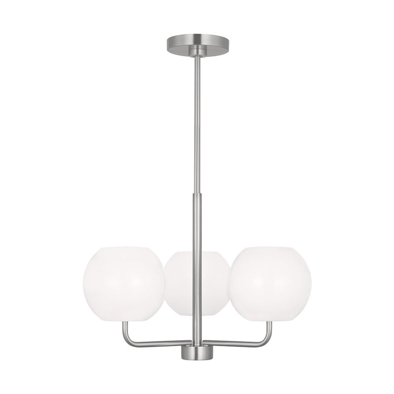 Generation Lighting Rory 3 Light LED Chandelier, Steel/Opal - GLC1043EN3-BS