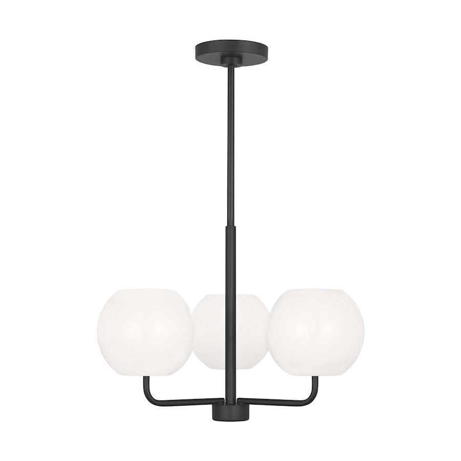 Generation Lighting Rory 3 Light LED Chandelier, Black/Opal - GLC1043EN3-MBK