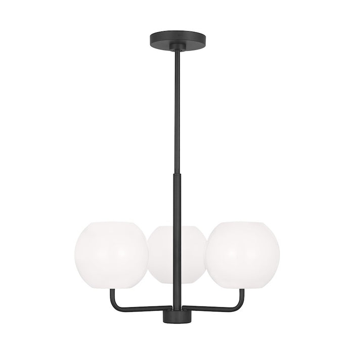 Generation Lighting Rory 3 Light Chandelier In Midnight Black/Opal - GLC1043MBK