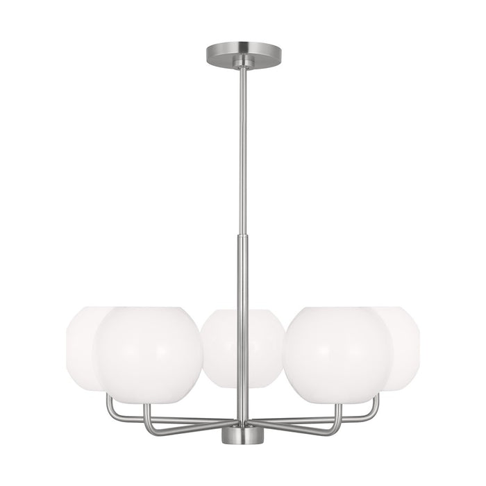 Generation Lighting Rory 5 Light Chandelier In Brushed Steel/Opal - GLC1055BS