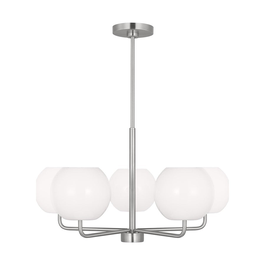 Generation Lighting Rory 5 Light Chandelier In Brushed Steel/Opal - GLC1055BS